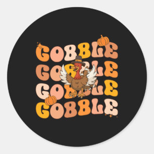 Pegatina Redonda Groovy Thanksending Gobble Fall Tee Gráfico Para W