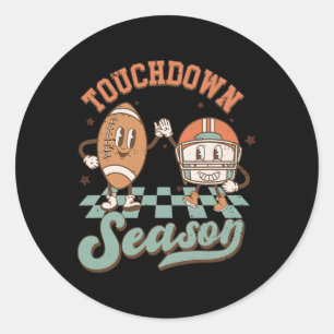 Pegatina Redonda Groovy Touchdown Season Football Lightning Bolt Ga