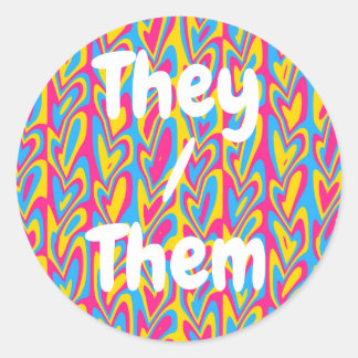 Pegatina Redonda Groovy Trippy Orgullo de Pansexual quisquilloso