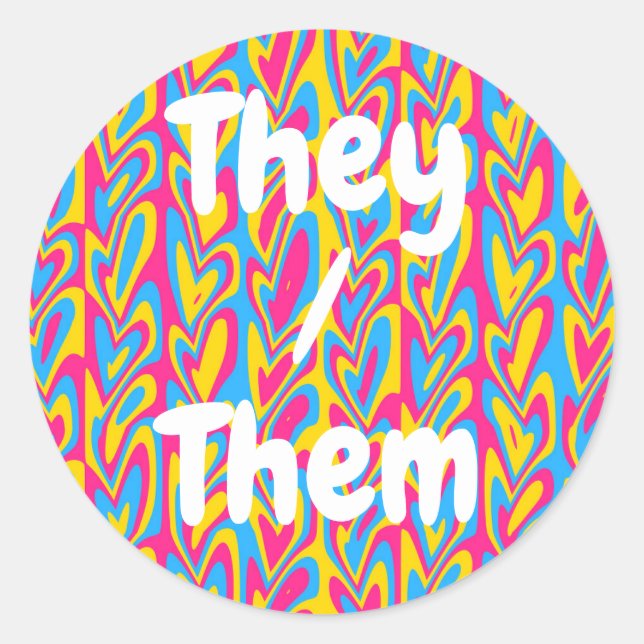 Pegatina Redonda Groovy Trippy Orgullo de Pansexual quisquilloso (Anverso)