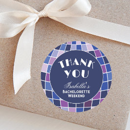 Pegatina Redonda Groovy Última Disco Bachelorette Retro 70 Gracias