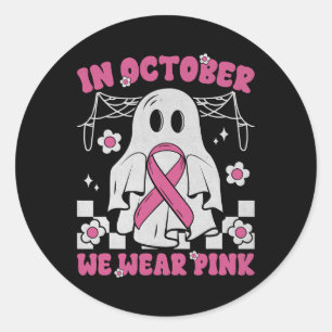 Pegatina Redonda Groovy Usa Cáncer De Mama Rosado Guerrero Aburrido