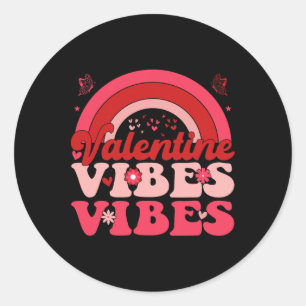 Pegatina Redonda Groovy Valentine Vibes Cute Heart Rainbow Valentin