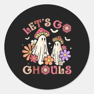 Pegatina Redonda Groovy Vamos Ghouls Halloween Fantasma Para