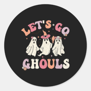 Pegatina Redonda Groovy Vamos Ghouls Halloween Fantasma Para