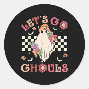 Pegatina Redonda Groovy Vamos Ghouls Halloween Fantasma Para
