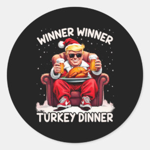 Pegatina Redonda Groovy Xmas Trump Ganador de Cena en Turquía