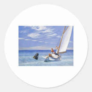 Pegatina Redonda Ground Swell Hopper - Edward Hopper