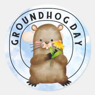 Pegatina Redonda Groundhog