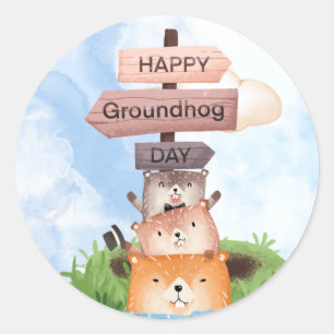 Pegatina Redonda Groundhog