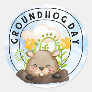 Pegatina Redonda Groundhog