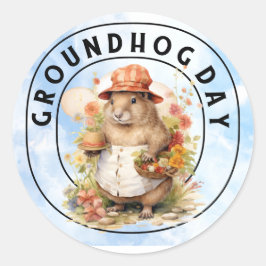 Pegatina Redonda Groundhog