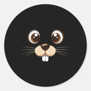 Pegatina Redonda Groundhog Face Costume Niños Groundhog Day Hallowe