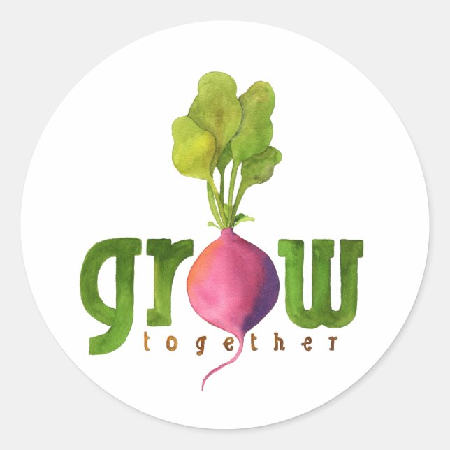 Pegatina Redonda Grow Together Radish (Anverso)