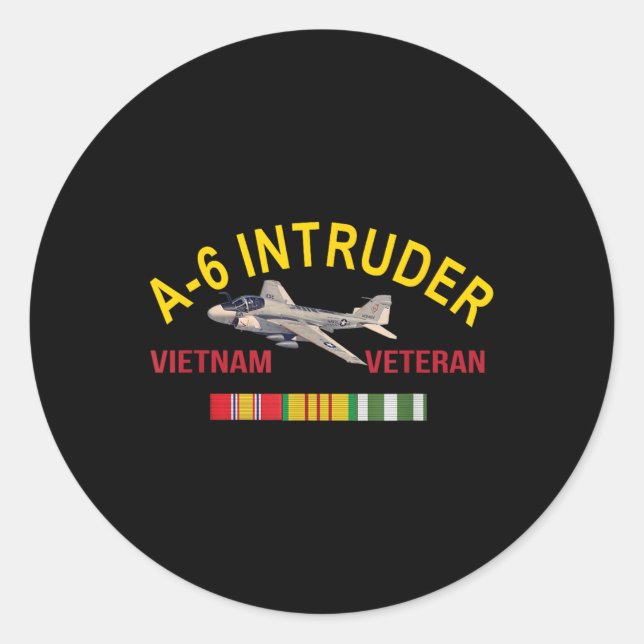 Pegatina Redonda Grumman A-6 Intruder Vietnam Veteran Intruder Airc (Anverso)