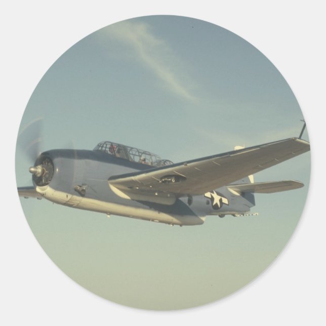 Pegatina Redonda Grumman TBM Avenger Chino Air Museum (Anverso)