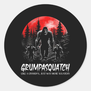 Pegatina Redonda Grumpa Squatch Funny Bigfoot Dad Sasquatch Yeti Fa
