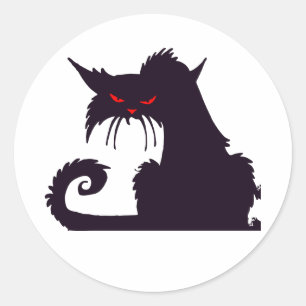 Pegatina Redonda Grumpy Black Cat Pegatinas