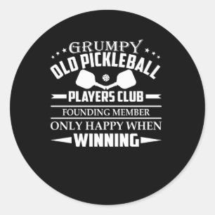 Pegatina Redonda Grumpy Old Pickleball Club Happy