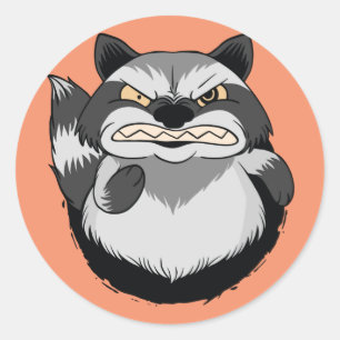 Pegatina Redonda Grumpy Raccoon
