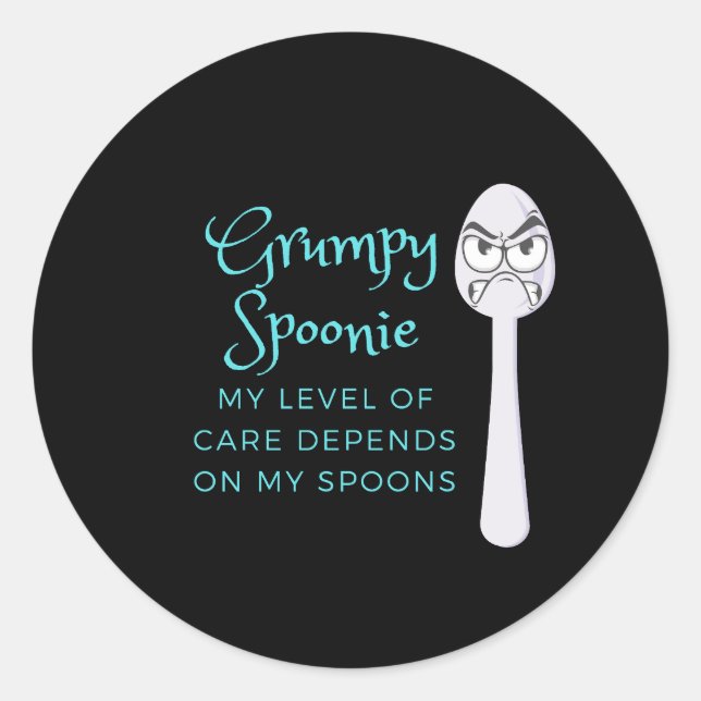 Pegatina Redonda Grumpy Spoonie (Anverso)