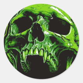 Pegatina Redonda Grüner Vampirschädel