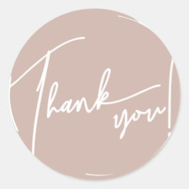 Pegatina Redonda Grunge Brush Círculo Caligrafía Gracias