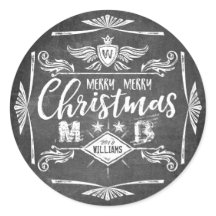 Grunge Chalkboard Merry Christmas Retro Typografía