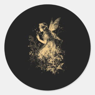 Pegatina Redonda Grunge de Hadas Goblincore Cottagecore Fairycore C