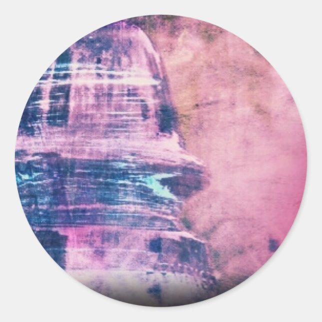 Pegatina Redonda Grunge del aislador de vidrio de época (Anverso)