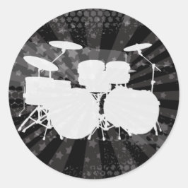 Pegatina Redonda Grunge Drums Black Burst