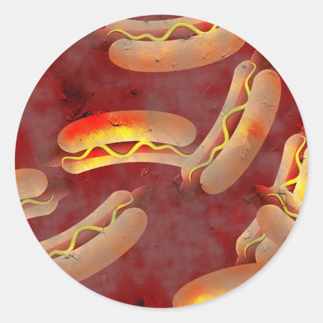Pegatina Redonda Grunge Hotdogs (Anverso)