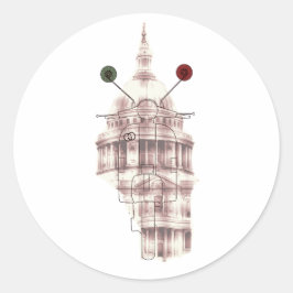 Pegatina Redonda Grunge Sépia Histórico Itália Vintage