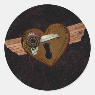 Pegatina Redonda Grunge Steampunk Heart