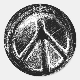 Pegatina Redonda Grunge Urban Peace Sign Sketch