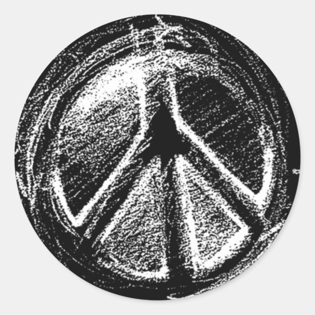 Pegatina Redonda Grunge Urban Peace Sign Sketch (Anverso)