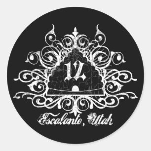 Pegatina Redonda Grungy Graphic Hwy 12