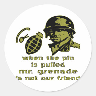 Pegatina Redonda Grunt Cuando El Pin Es Tirado Sr. Grenade