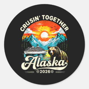 Pegatina Redonda Grupo A de Amigos Familiares del Cruise Alaska 202