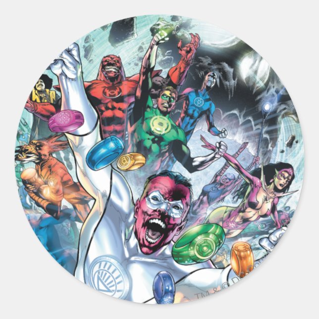 Pegatina Redonda Grupo corp con anillos (Anverso)