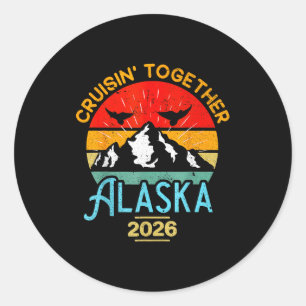 Pegatina Redonda Grupo de amigos familiares coincidentes de Alaska