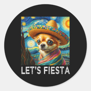 Pegatina Redonda Grupo de coincidencias Familia Art Dog Cinco De Ma