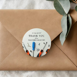 Pegatina Redonda Grupo de construcción | Un agradecimiento especial