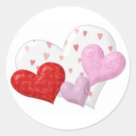 Pegatina Redonda Grupo de corazones