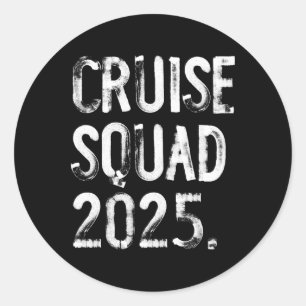Pegatina Redonda Grupo de crucero 2025 divertido familia coincident