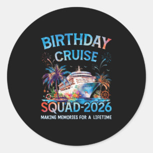 Pegatina Redonda Grupo de crucero de cumpleaños Viaje de vacaciones