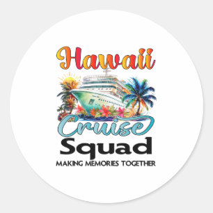 Pegatina Redonda Grupo de Crucero por Hawái 2025 Amigo Familia Cruc