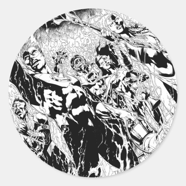 Pegatina Redonda Grupo de las Lanzas Verdes (Anverso)