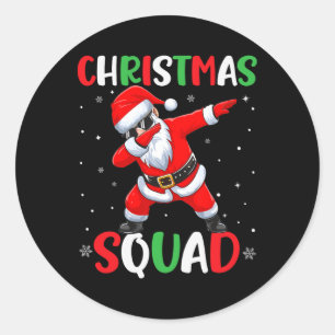 Pegatina Redonda Grupo de navidades de la familia Squad coincidiend