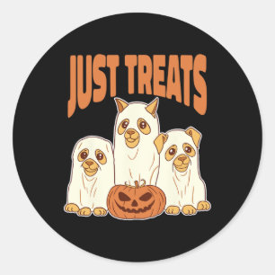 Pegatina Redonda Grupo De Perros Fantasma Halloween Gato Chico Enam